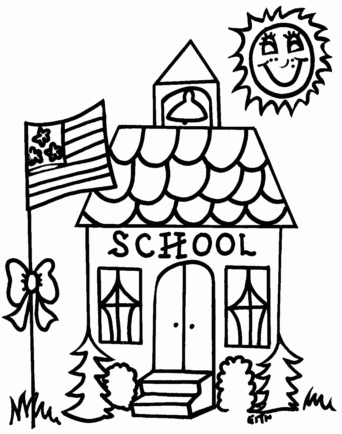 classroom scene coloring page