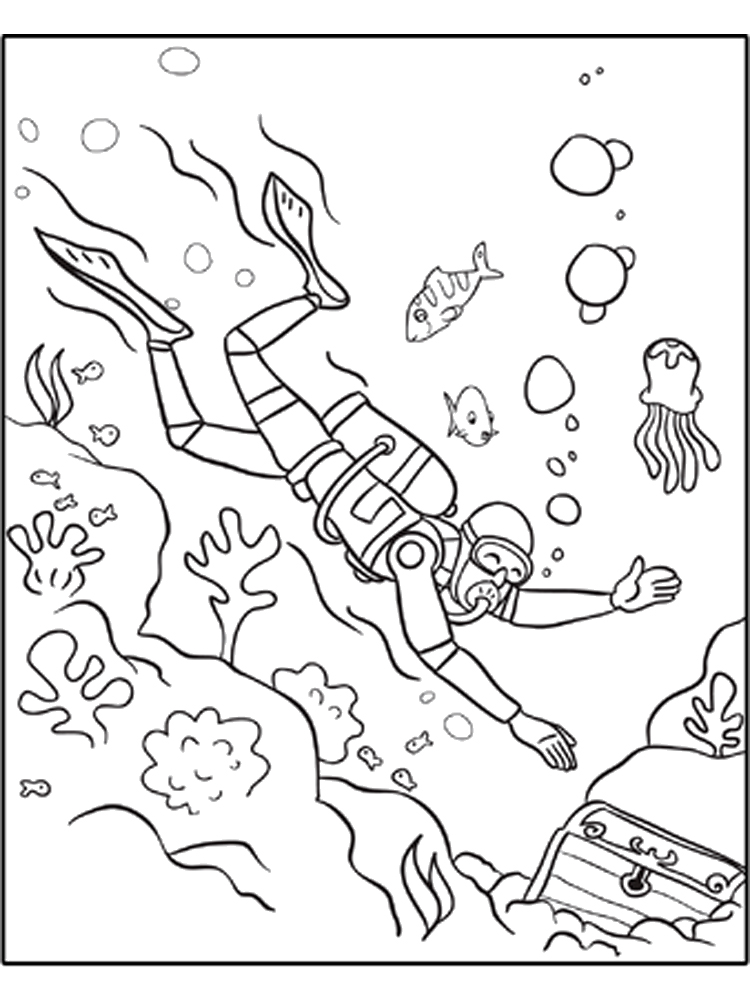 Free Coloring Pages Of Suba Divers