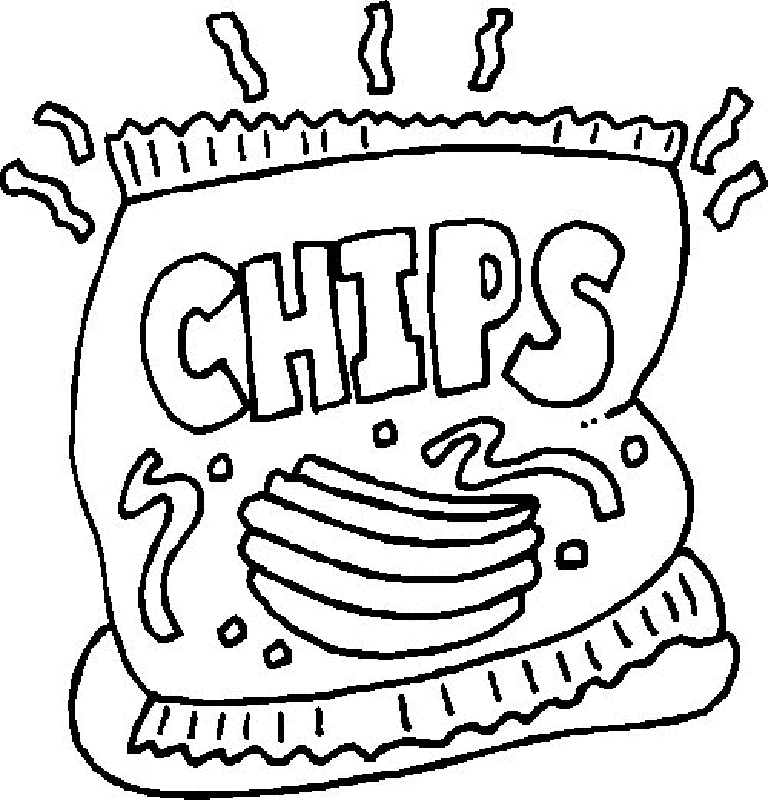 potato chip bag clipart black and white