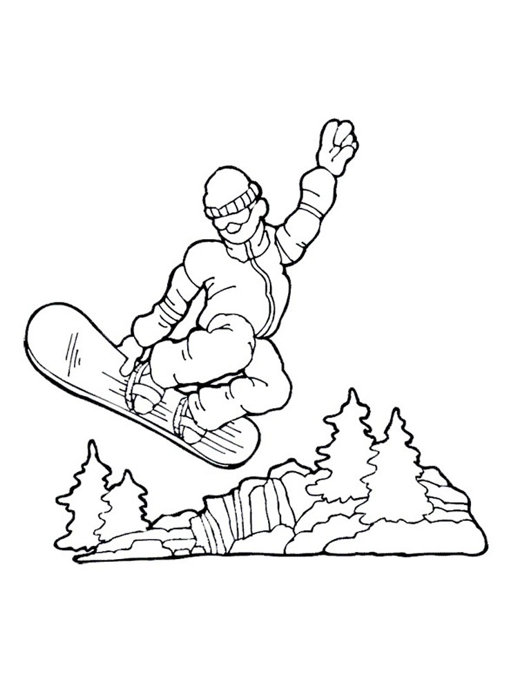 Snowboarding Grab Coloring Page