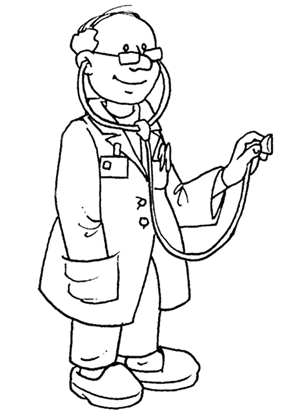 Doctor With Stethescope Coloring Page