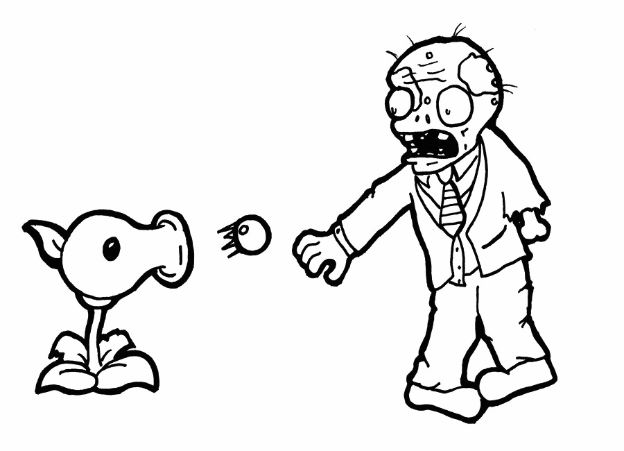 Plants Vs Zombies Fighting Coloring Page