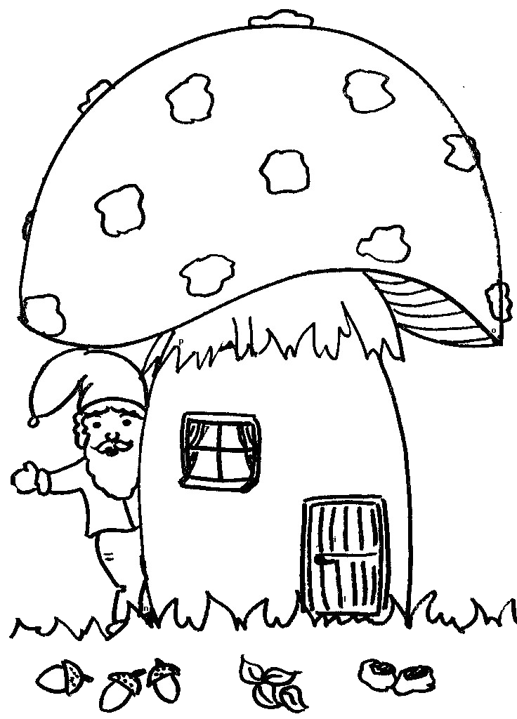 Gnome In Toadstoole Home Coloring Page