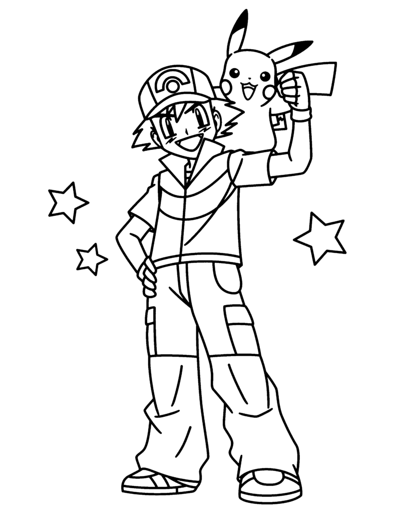 ash and friends coloring pages