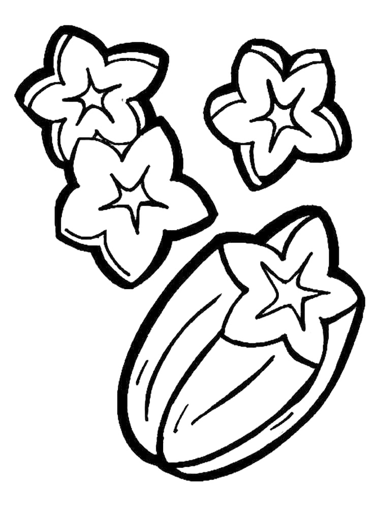 Carambola Or Star Fruit National Fruit Of Dominican Republic Coloring Page