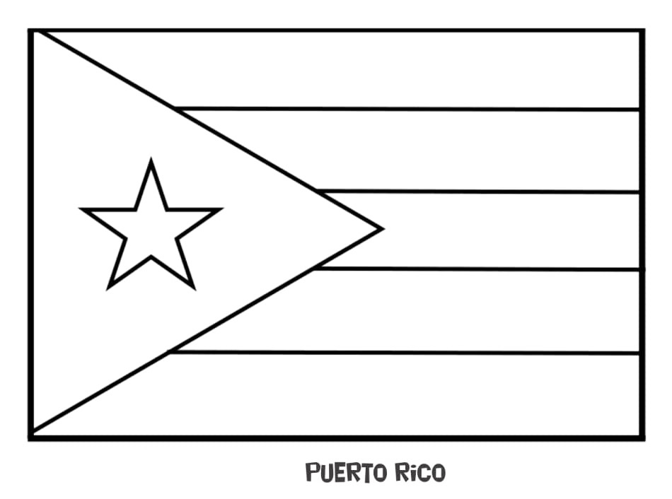 Flag Of Puerto Rico Coloring Page
