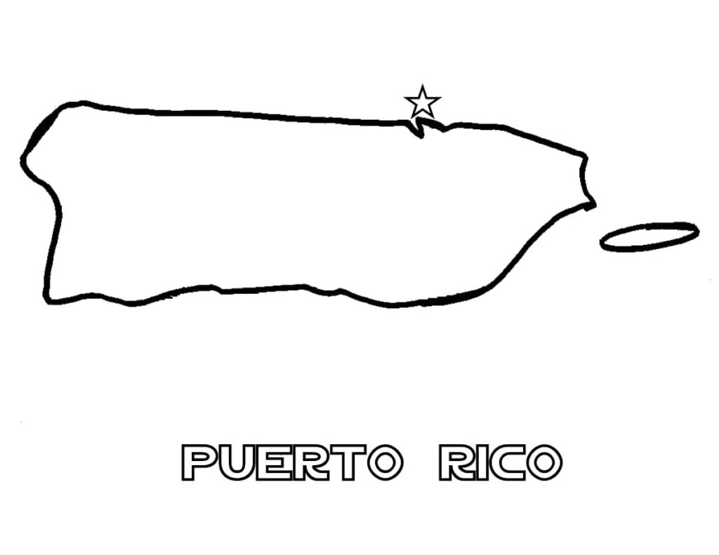 Map Of Puerto Rico Coloring Page