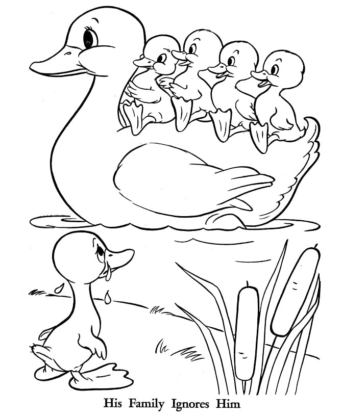 Sad Ugly Duckling Coloring Page