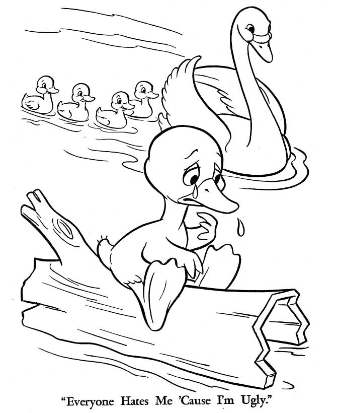 Ugly Duckling Cries Coloring Page