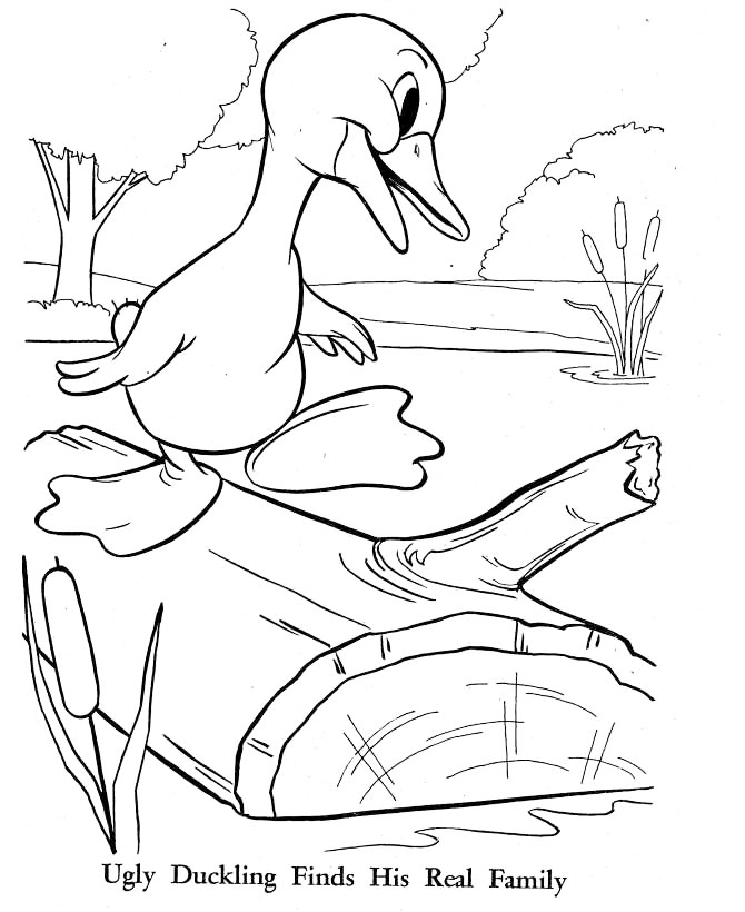Ugly Duckling Finds Real Family Coloring Page
