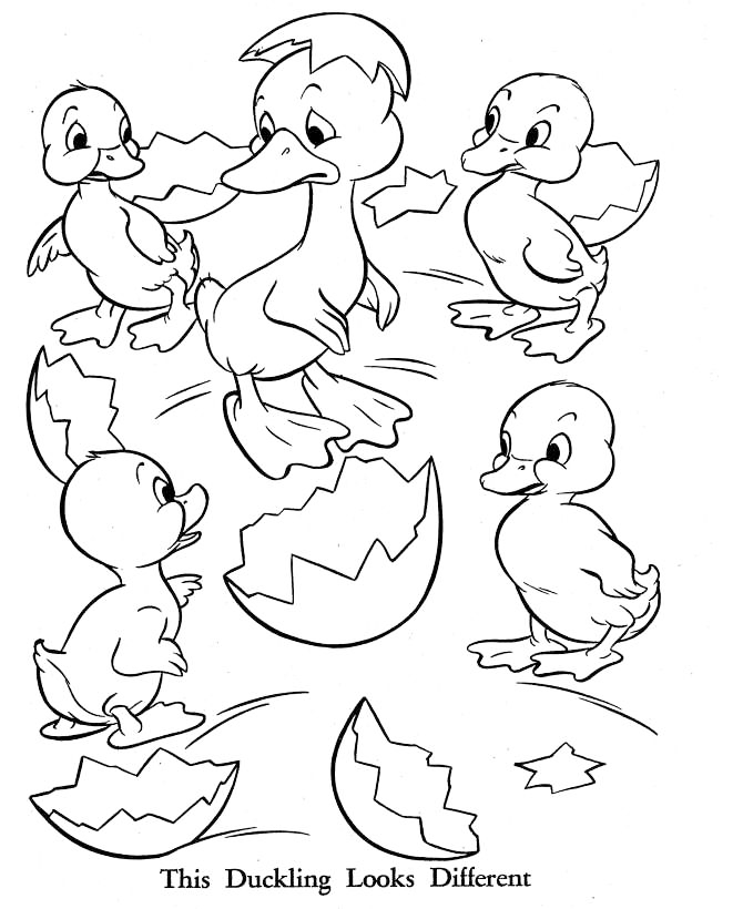 Ugly Duckling Looks Different Coloring Page