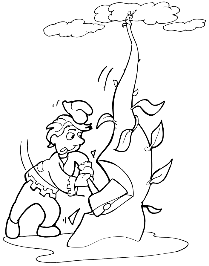 Jack Chopping Down The Beanstalk Coloring Page