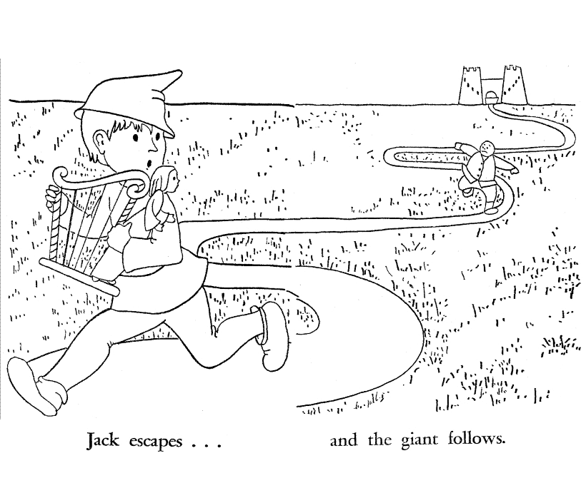 Jack Escapes The Giant Follows Coloring Page