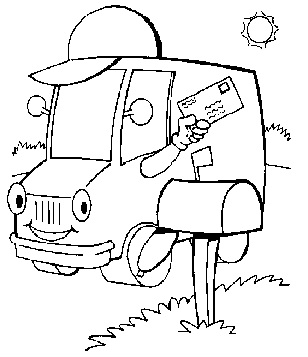 Mail Truck And Mailbox Coloring Page