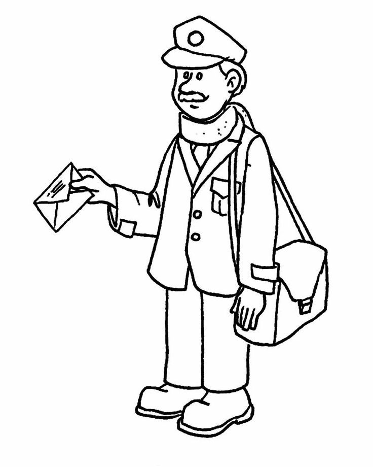 Mailman Has Mail Coloring Page