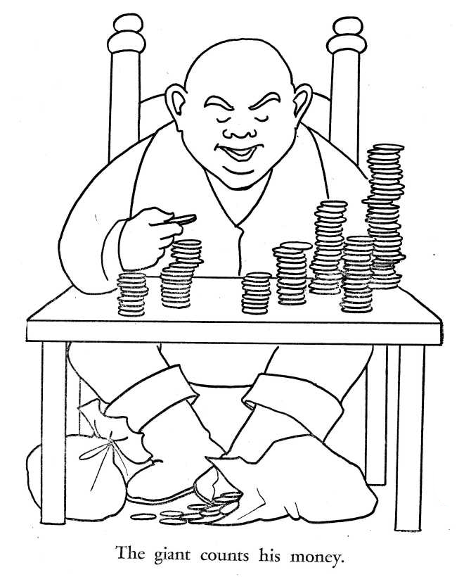 The Giant Counts His Money Coloring Page