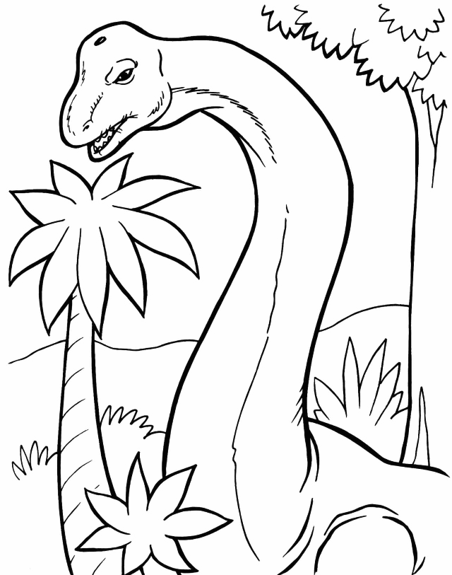 Brontosaurus In The Trees Coloring Page
