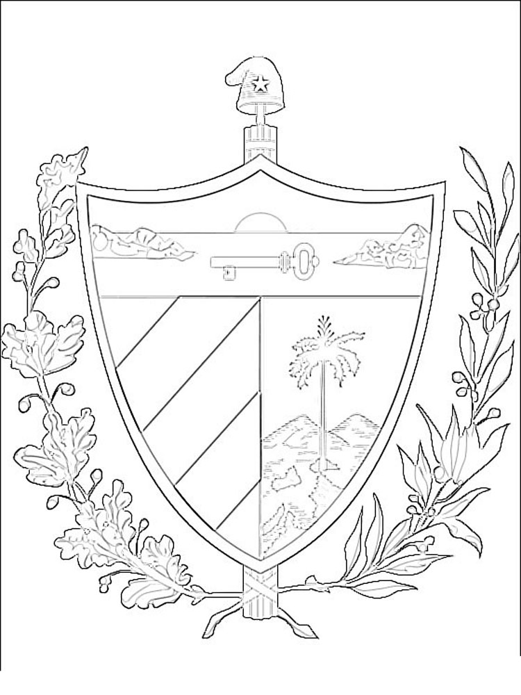 Cuba Coat Of Arms Coloring Page