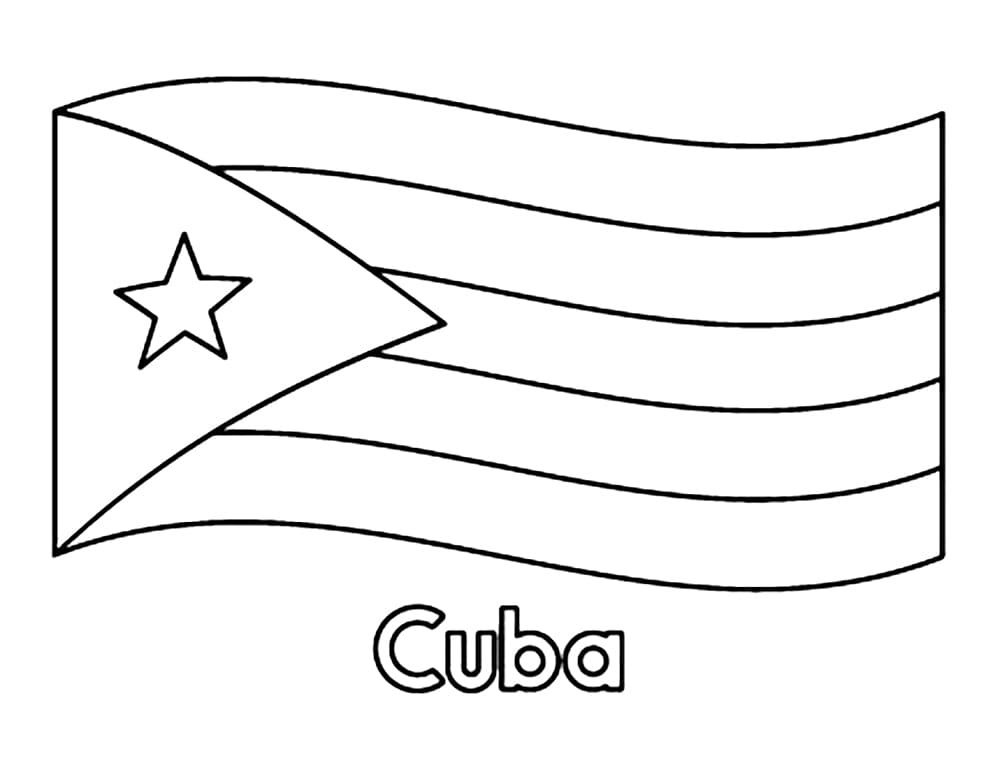 Cuba Flag Coloring Page