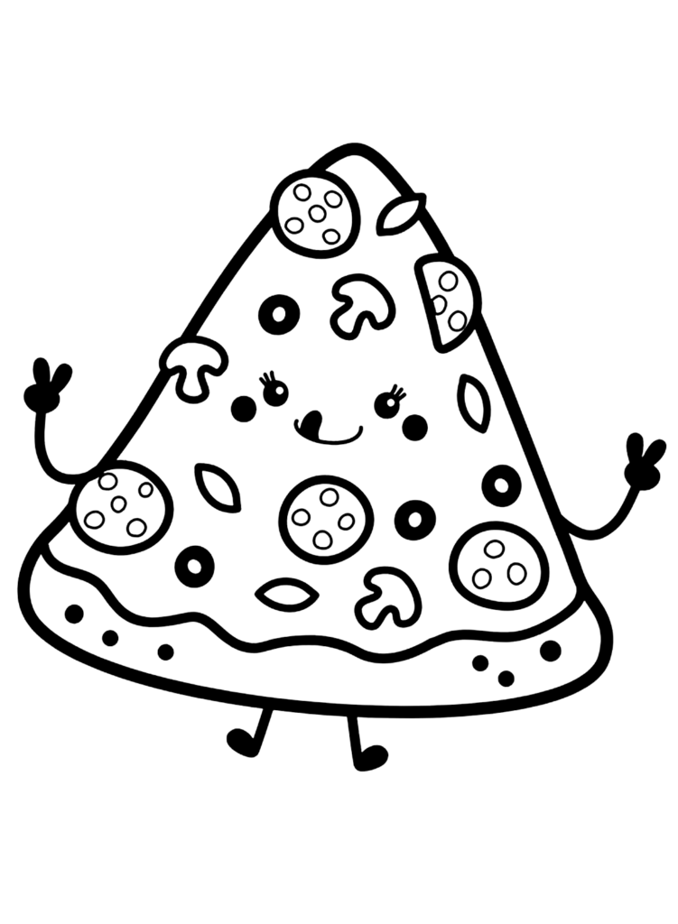 Cute Pizza Slice Coloring Page