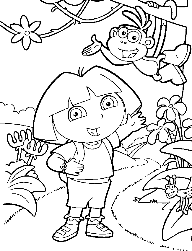 Dora On A Hike Coloring Page