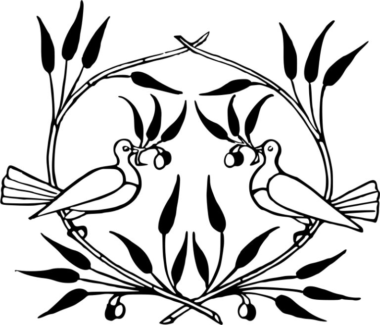 Doves With Olive Branch Coloring Page