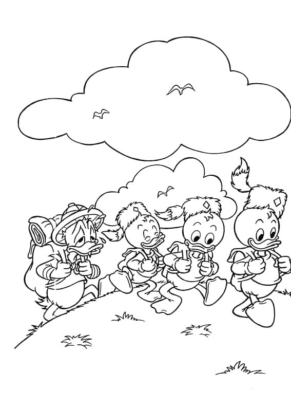 Ducks Hiking Coloring Page