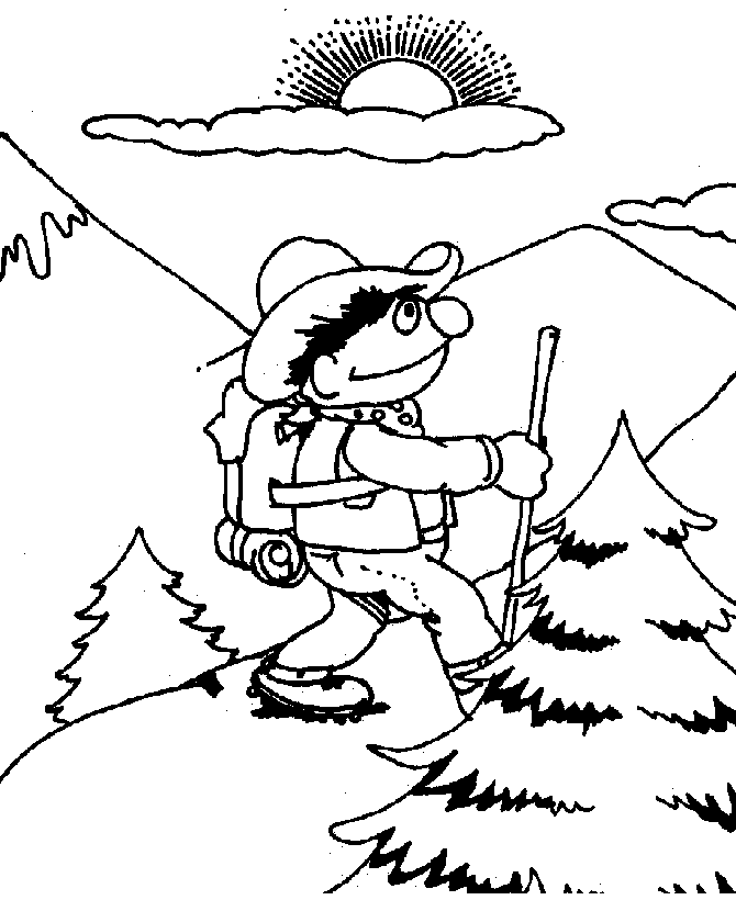 Ernie Hiking Coloring Page