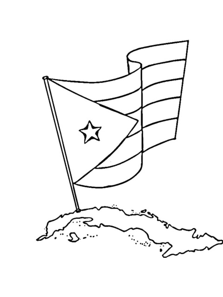 Flag Of Cuba Coloring Page