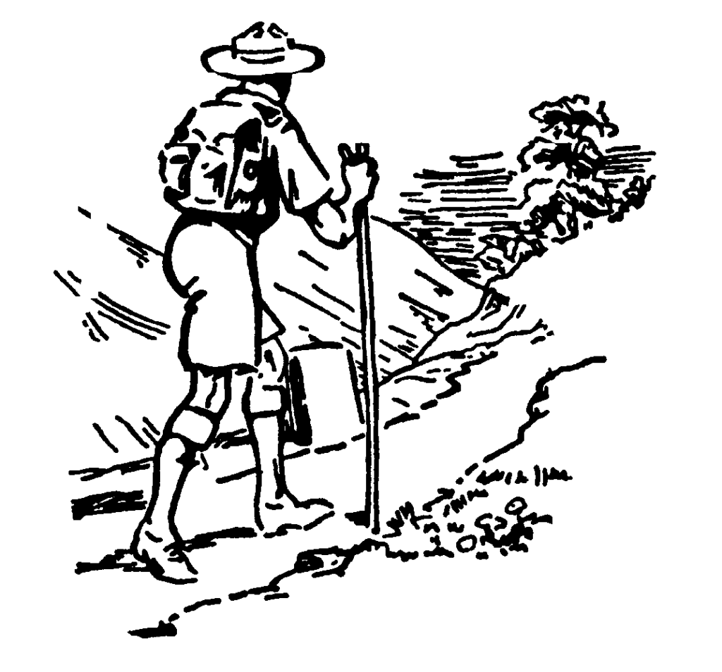 Man Hiking With A Stick Coloring Page