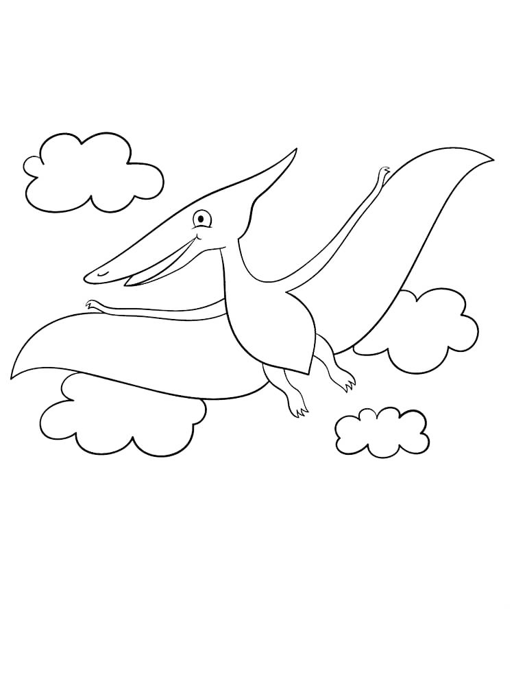 Pterodactyl In The Clouds Coloring Page