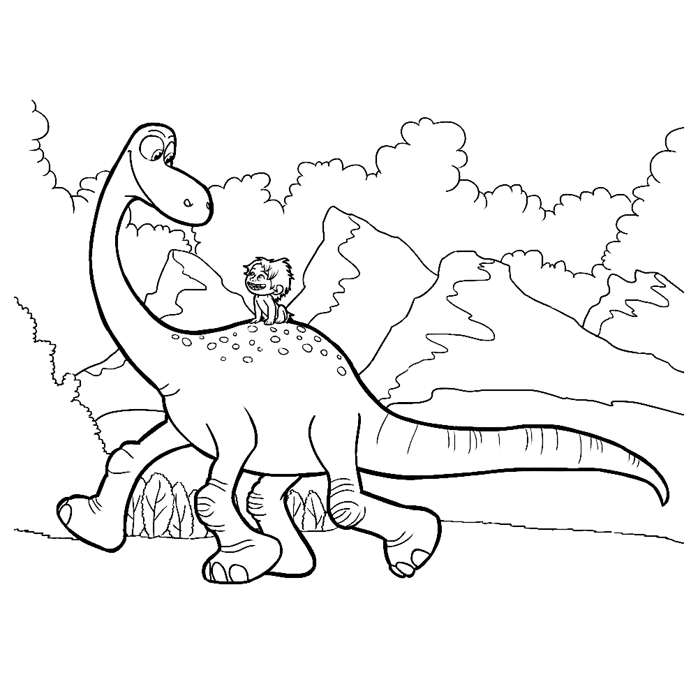 Riding A Brontosaurus Coloring Page