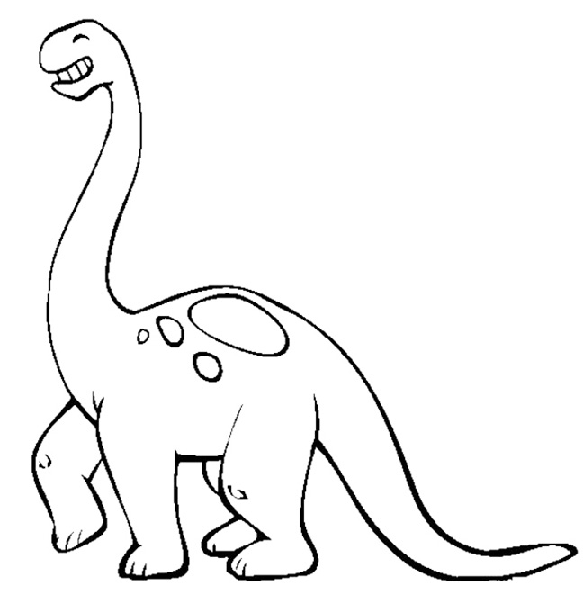 Smiling Brontosaurus Coloring Page