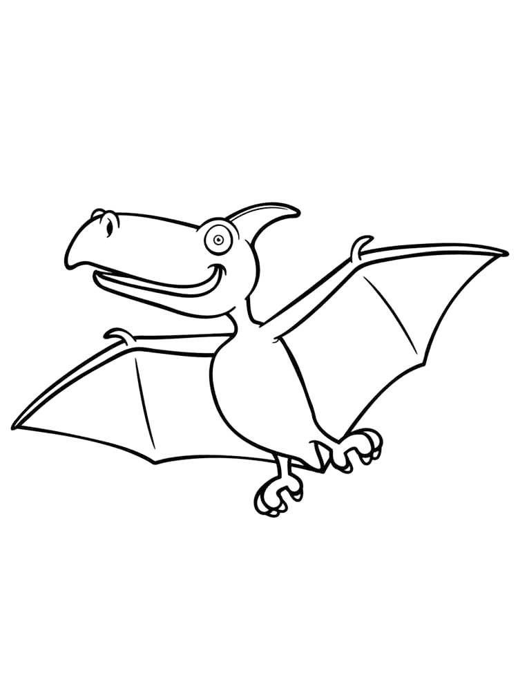 Smiling Pterodactyl Coloring Page
