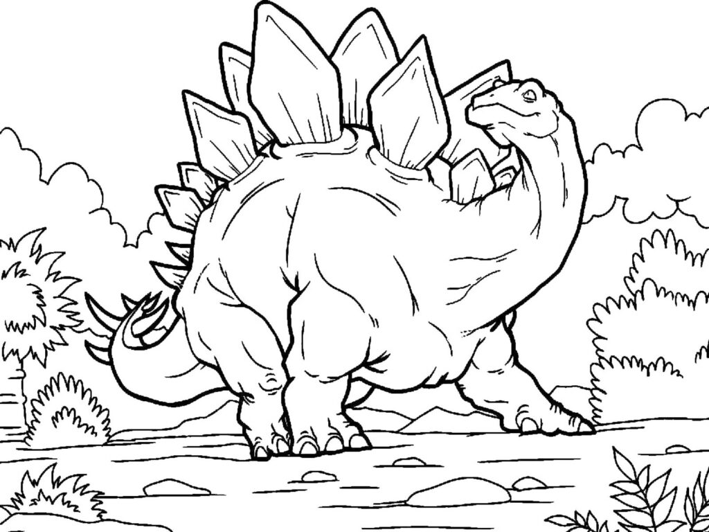 Stegosaurus In The Wild Coloring Page