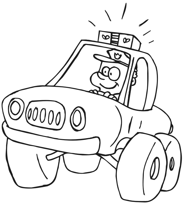 Cartoon Police Car Coloring Page