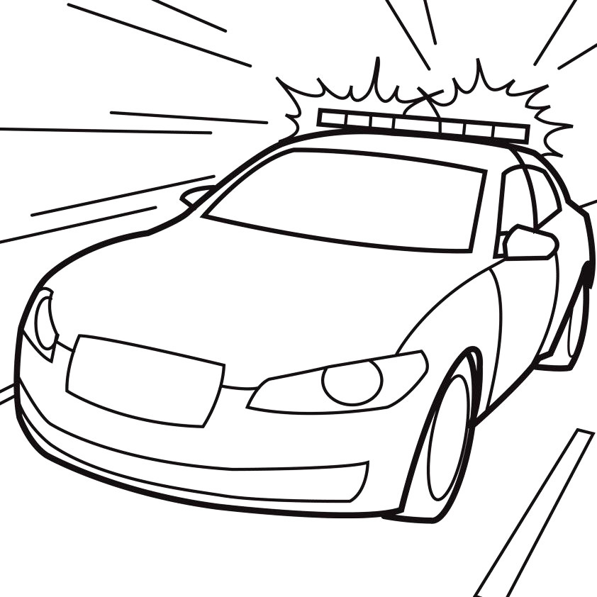 Police Car With Siren Coloring Page