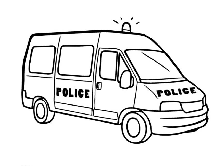 Police Van Coloring Page