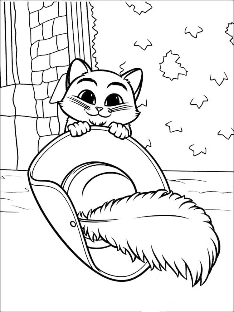 Adorable Puss In Boots Coloring Page