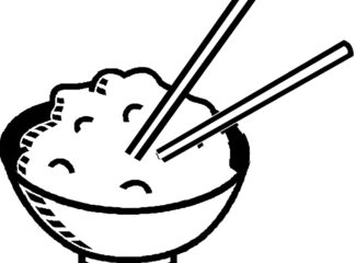 Chopsticks And Rice Coloring Page