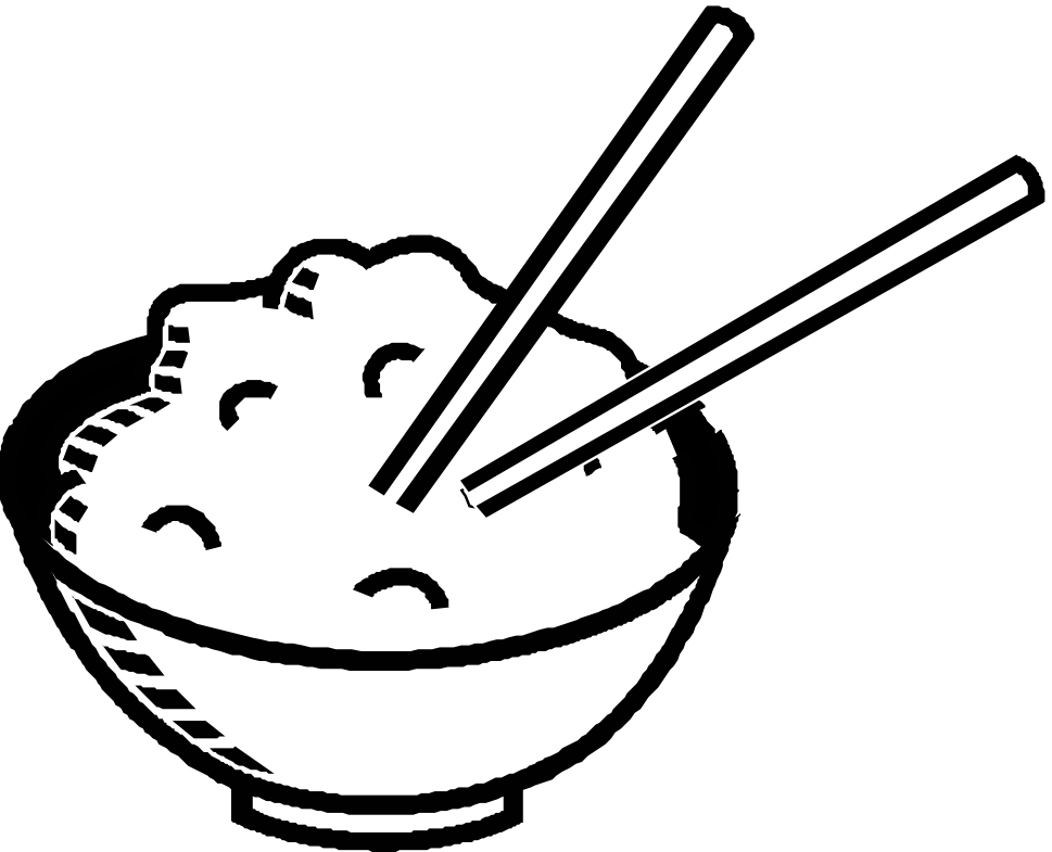 Chopsticks And Rice Coloring Page