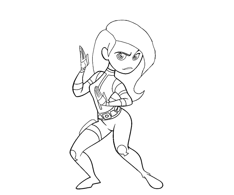 Kim Possible Fights Coloring Page