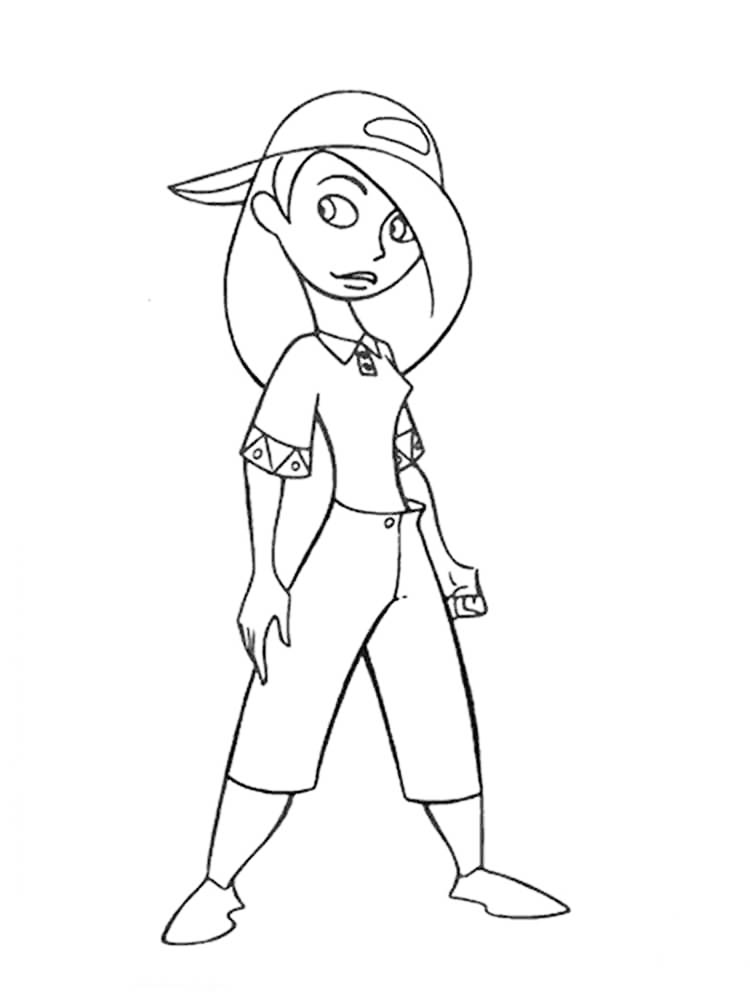 Kim Possible In Baseball Cap Coloring Page