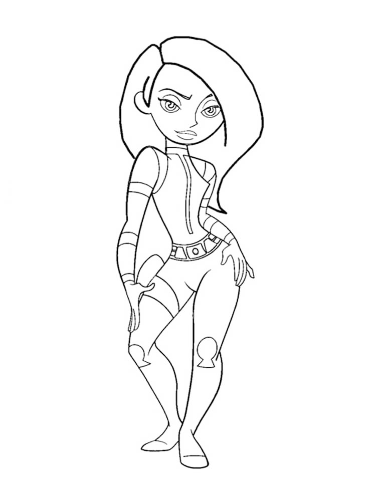 Kim Possible In Suit Coloring Page