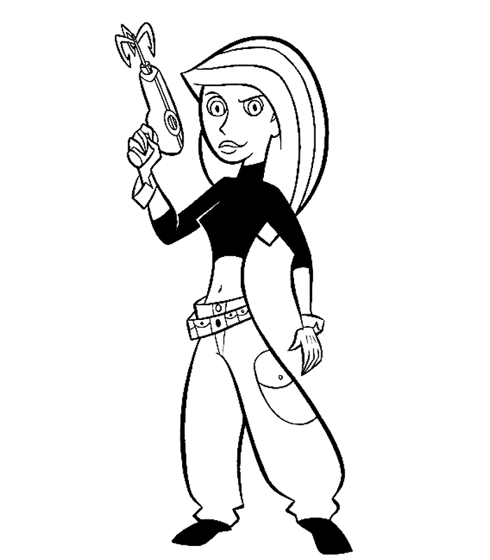 Kim Possible With Hook Gun Coloring Page