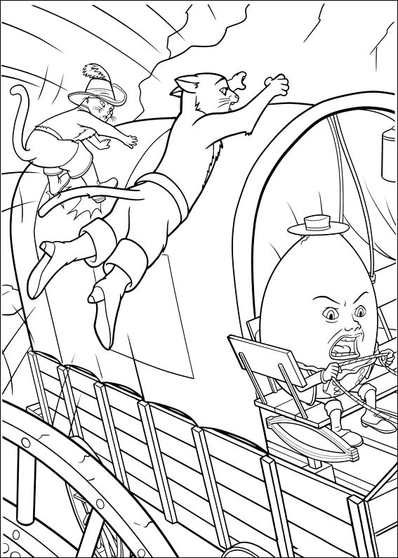 Puss N Boots Action Scene Coloring Page