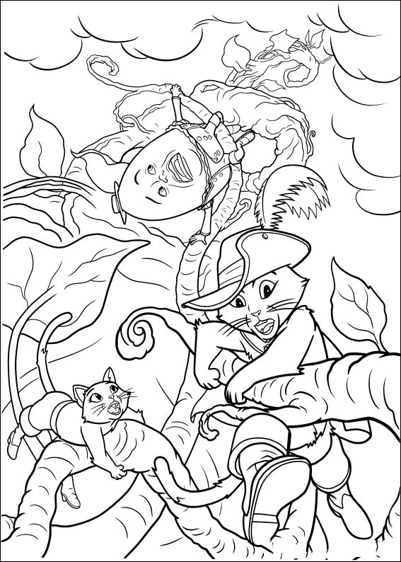 Puss N Boots Climbing The Beanstalk Coloring Page