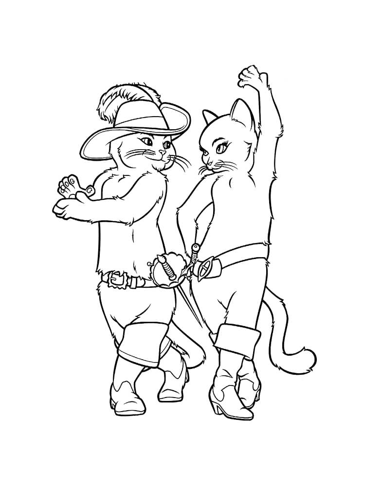 Puss In Boots Dancing Coloring Page