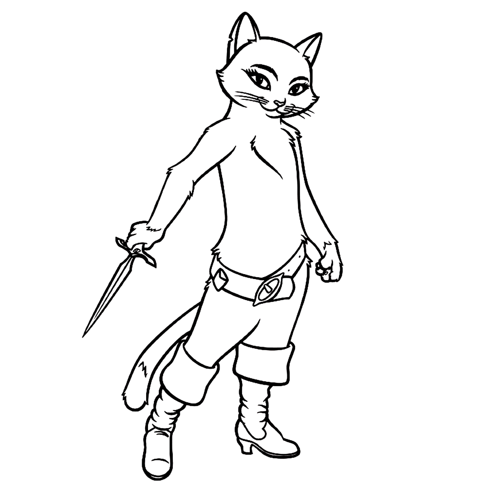 Puss In Boots Is A Fighter Coloring Page