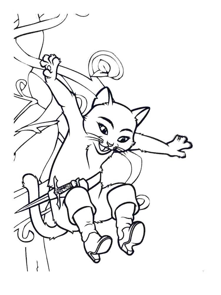 Puss In Boots Jumps Coloring Page